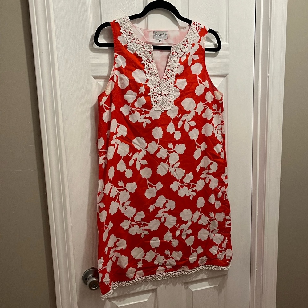 Coral floral sleeveless dress/tunic
